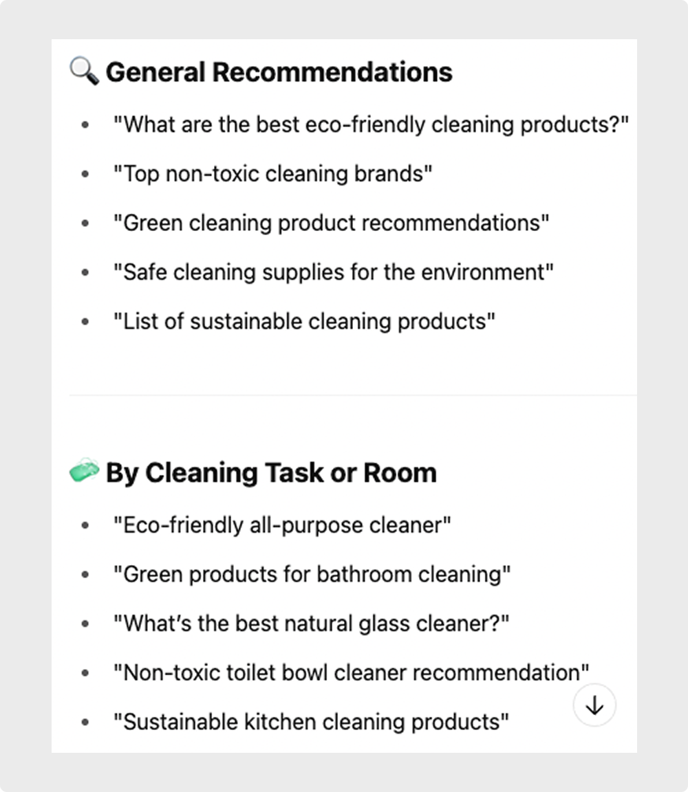 recommendations from ChatGPT for commonly used prompts