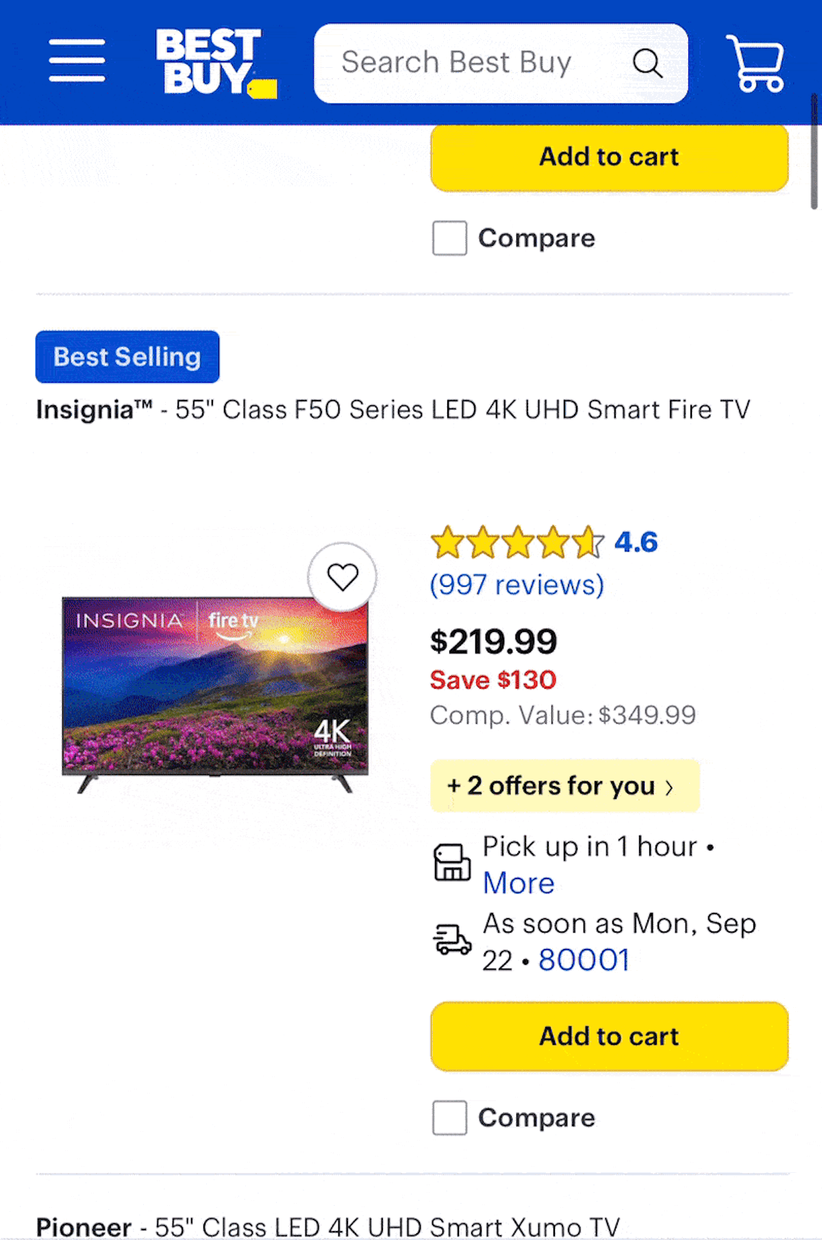 Infinite scroll pagination on tv listing page at bestbuy.com