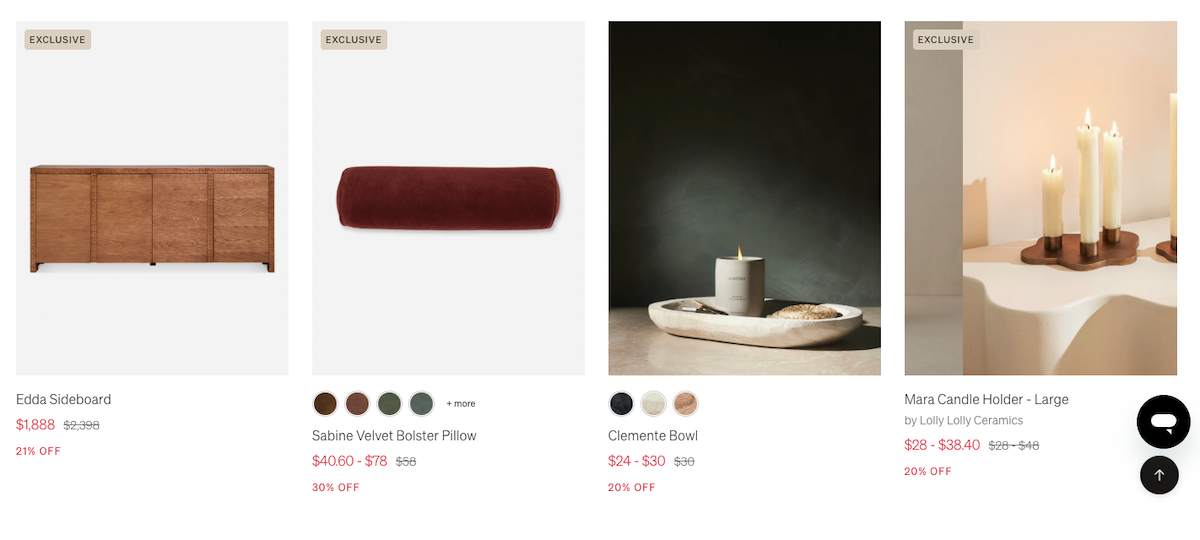 example of product listing page from decor site luluandgeorgia.com